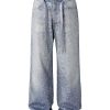 Q166 Men's 3D Digital Printing Rhinestone Loose Straight Jeans