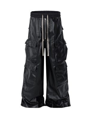 1788834569479594.jpeg 8404 Men's Baggy Matte Coated Drawstring Waist Cargo Pants