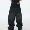 MJ016  Men's 15.5 OZ Y2K Baggy Double Waist Wide Leg Patchwork Jeans