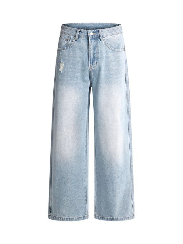H3825 Men's 12.2 OZ High Rise Vintage Enzyme Stone Wash Ripped Jeans