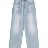 H3825 Men's 12.2 OZ High Rise Vintage Enzyme Stone Wash Ripped Jeans