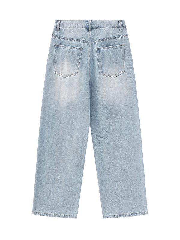 H3825 Men's 12.2 OZ High Rise Vintage Enzyme Stone Wash Ripped Jeans