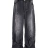 TJ129 Men's 13.8 OZ Paint Splatter Charcoal Black Baggy Jeans