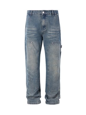 1788836251767404.jpeg 8687 Men's 13.8 OZ Mud Vintage Wash Distressed Ripped Carpenter Jeans
