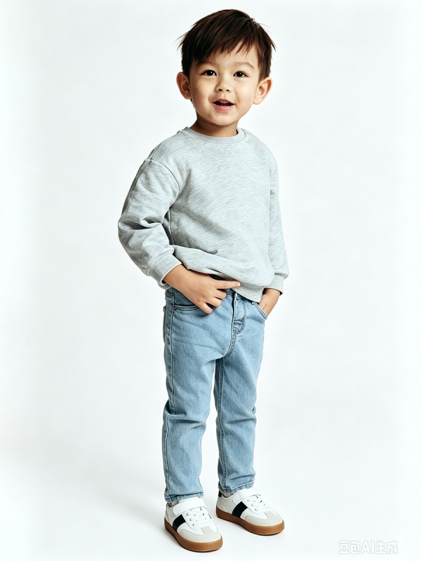 Toddler Boys 9 OZ Minimalist Stretch Slim Fit Straight Leg Rolled Cuff Jeans