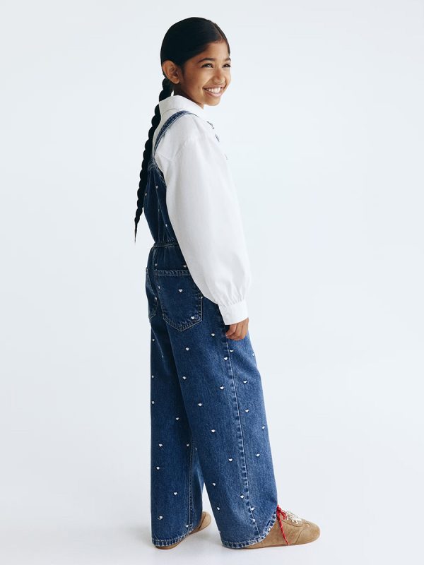 HMKD032  Patterned denim dungarees  Cotton 100%  2-8