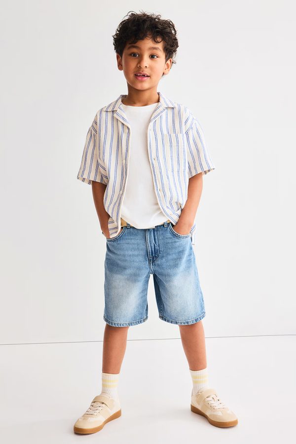 HMKD029  Loose-Fit Denim Shorts  100% Cotton  2-8