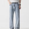 19911  Men's 13 OZ Relaxed Straight Acid Snow Wash Beaded Jeans