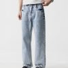 19911  Men's 13 OZ Relaxed Straight Acid Snow Wash Beaded Jeans