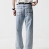 19911  Men's 13 OZ Relaxed Straight Acid Snow Wash Beaded Jeans