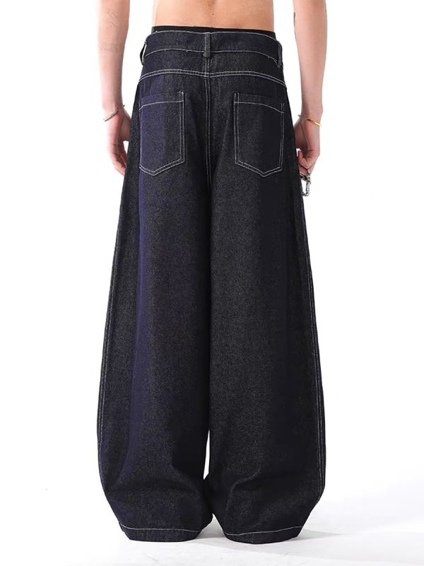 3066 Men's 10.8 OZ Baggy Raw Dark Indigo Denim Pleated Balloon Jeans