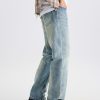 DZ2017  Men's 11.8 OZ Light Vintage Faded Wash Regular Straight Jeans