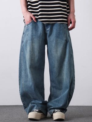 PL2268  Men's 12.8 OZ Vintage Light Wash Baggy Balloon Jeans