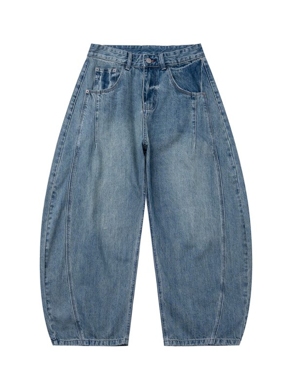 PL2268  Men's 12.8 OZ Vintage Light Wash Baggy Balloon Jeans