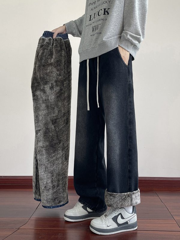 1791429476656537.jpg LL693R1 Men's 11 OZ Elastic Waist Winter Fox Fleece Lined Jeans