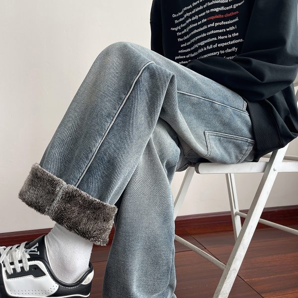 1791430093751252.jpg LL693R1 Men's 11 OZ Elastic Waist Winter Fox Fleece Lined Jeans