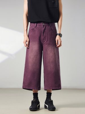 1791786506323470.jpg 721 Men's Dyed Back‑half Elastic Waistband 8/10 Length Cropped Jeans