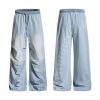 E6697  Men's 10.8 OZ Laser Etching Elastic Waist Baggy Parachute Denim Jeans
